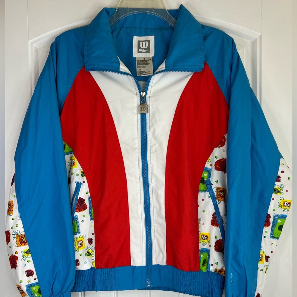 Vintage Wilson Jacket Women’s Small Nylon Windbreaker Colorblock Retro Track 90s